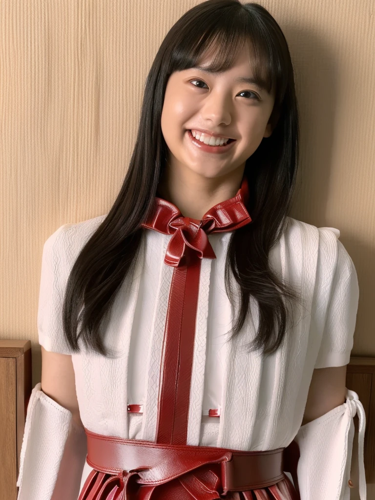 (((A 20-year-old woman with a cute face like a 16-year-old idol)))、((Smiling faintly))、White underwear、Cleavage、(((Tied up on the bed)))、(((Wearing a red leather collar around his neck)))、(((the whole body is tied with a rope)))、(High level of artistry) Front image (((shibari over clothes,)), bondage, shibari:1.5, (((tied both arms))), ((bondage))、((Full body portrait))、Accurate、Anatomically correct、Textured skin、Very detailed、 Attention to detail、highest quality、High resolution、Genuine、Indistinguishable from live-action、realism、Genuineの棒、RAW Photos、Genuine、masterpiece