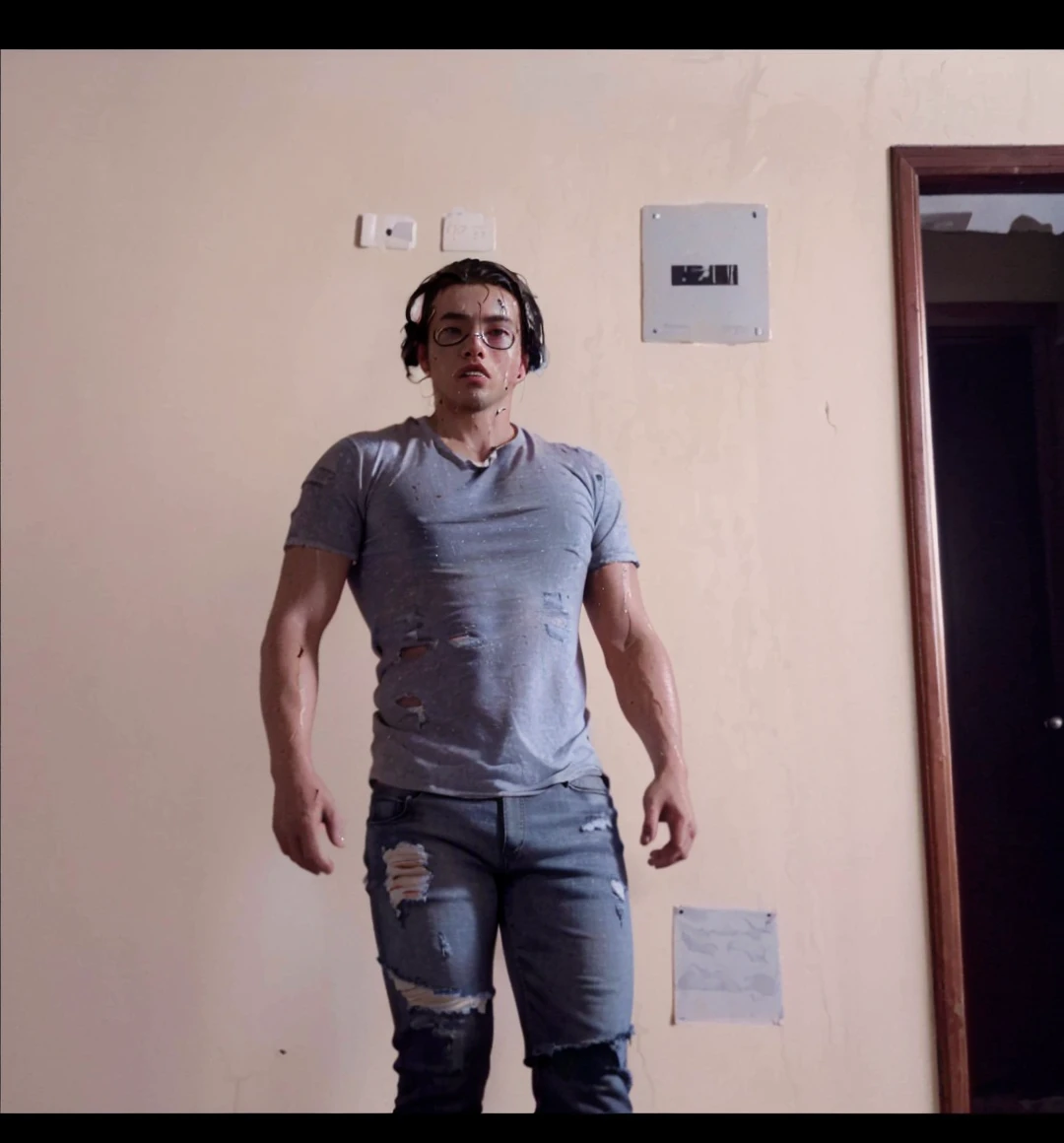 best image quality, masterpiece, super high resolution, (fidelity:1.4), photo, 1 girl, white shirt, torn jeans, white sneakers, dim, darkness, despair, pity, poor, movie, tears, teardrops, (torn clothes:1.5), (wet clothes:1.4), bare shoulders, real rain, wet hair,..
