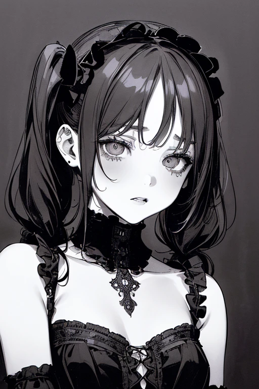(((((((ink painting,monochromatic world, using only shades of black, white, and gray,Dark Style, Grim,pubic tattoo,))))))(((sweater,cleavage dress,BDSM,))) (((saliva,tongue from mouth,blush:1.7,baggy cuffs,off shoulders))),(zentangle:1.1), (geometric:1.1), ((1girl,under-aged,amazing,sharp focus,seductive girl,Solo,from above:1.2))(Masterpiece,Best quality, offcial art, Beautiful and aesthetic:1.2),((超高分辨率,Golden ratio,)) (16k),((upper upper shot,close of face:1.2,focus on face:1.2,Female dream demon,sagging breasts,gigantic breasts)),(Physically-based rendering),Sharp focus, (((highdetailskin,))),Intricately detailed clothing,Delicate pupils,heart pupils,crimson pupils,danfeng eye,((((detailed hair|middle hair|steep bangs|Long bold side bangs|top bow|ahoge)))),Slender,(masterpiece sidelighting),(The sheen),(beautiful hair,beautiful eyes,)((unbelievable Ridiculous quality,blur background,)),((extremely_Detailed_Eyes_and_face)),Movie girl,(Dynamic configuration: 1.2),Brilliant,Glossy, (Photorealistic), ((hairpin)), two-sided fabric,disheveled hair,Ultra-precise depiction, Ultra-detailed depiction,
