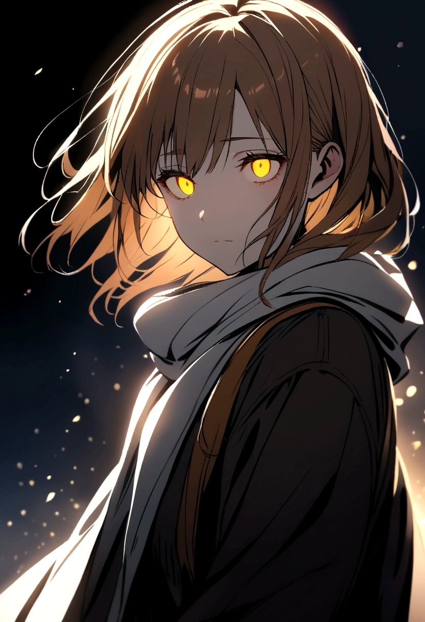 Girl with brown hair , Yellow eyes, Cold and dead eyes