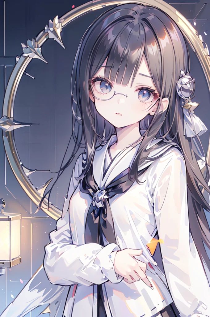 (1 Girl with Glasses:1.3, alone), (Audrey Hepburn:1.3), (Very pretty and beautiful Japanese woman), (Sexy Girls), (Professional sheer clothing:1.3),(From below:1.3), (Low - Angle:1.3), (Shot on the ground:1.3), (Top girl:1.3), (腕のbehind、behind、Between the legs:1.3), (Attractive random poses:1.3), (In a Queen Room:1.3), (Staring at you:1.3), break, (Bobble Ponytail:1.3), (光沢のある黒いthin髪:1.2), bangs, Dark brown eyes, Beautiful Eyes, Princess Eyes, (Big eyes:1.3), bangs, Wear glasses:1.3, Hair between the eyes, short hair:1.3, (thin:1.1), (Small Medium Breasted:0.95), (thinウエスト: 1.15), (Detailed beautiful girl: 1.4), Parted lips, Red lips, Full make-up face, (Glowing Skin), ((Perfect female body)), (Upper body image:1.3), Perfect Anatomy, Perfect proportions, (The most beautiful faces of Korean actresses:1.3, Very cute and beautiful face of Japanese actress:1.3), break, (Show Viewer, Wearing a see-through high school girl uniform, (Sheer sailor shirt with insanely detailed collar:1.3, Long sleeve:1.3), (Black Box Skirt:1.3), Fine clothes, break, (Detailed elegant queen room background:1.2), (Dark Background), (Studio Soft Lighting: 1.3), (Fake Light: 1.3), (Backlight: 1.3), break, (Realistic, Realistic: 1.37), (masterpiece, Highest quality: 1.2), (Ultra-high resolution: 1.2), (RAW Photos: 1.2), (Sharp focus: 1.3), (Face focus: 1.2), (Super detailed CG unified 8k wallpaper: 1.2), (Beautiful Skin: 1.2), (White skin: 1.3), (Hyper Sharp focus: 1.5), (Ultra Sharp focus: 1.5), (Beautiful pretty face: 1.3), (Ultra-detailed backgrounds, Detail Background: 1.3), Ultra Realistic Photo, Hyper Sharp Images, Hyper detailed image,(((NSFW)))　(((Long black hair))) (((infant))) (((5 years old)))　((((Completely naked))))