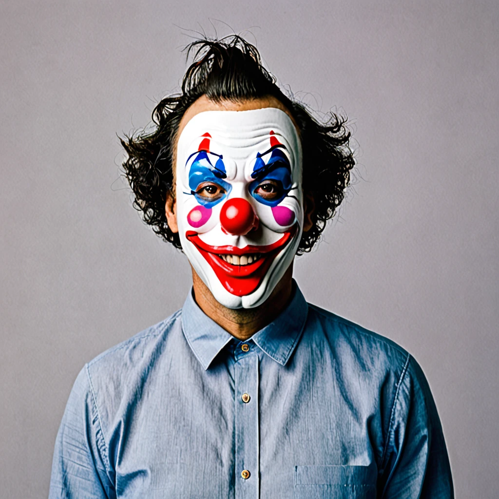 Man with clown mask