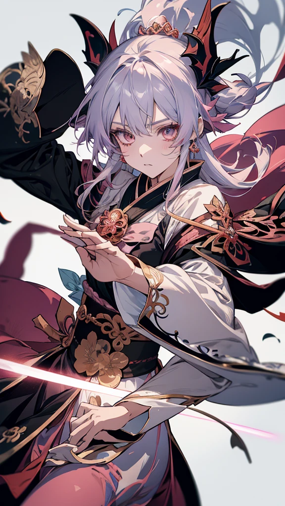 Anime girl with sword and pink costume, onmyoji portrait, The Detailed Art of the Onmyoji, onmyoji, From Arknights, Ayaka Genshin Impact, White-haired God, nyaruko-san, Keqing of Genshin Impact, by Shimo, Demon Slayer Louis Fan Art, artstation pixivでトレンド, Anime Style 4k