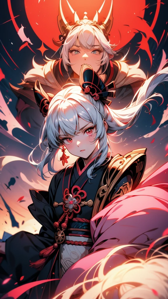 Anime girl with sword and pink costume, onmyoji portrait, The Detailed Art of the Onmyoji, onmyoji, From Arknights, Ayaka Genshin Impact, White-haired God, nyaruko-san, Keqing of Genshin Impact, by Shimo, Demon Slayer Louis Fan Art, artstation pixivでトレンド, Anime Style 4k