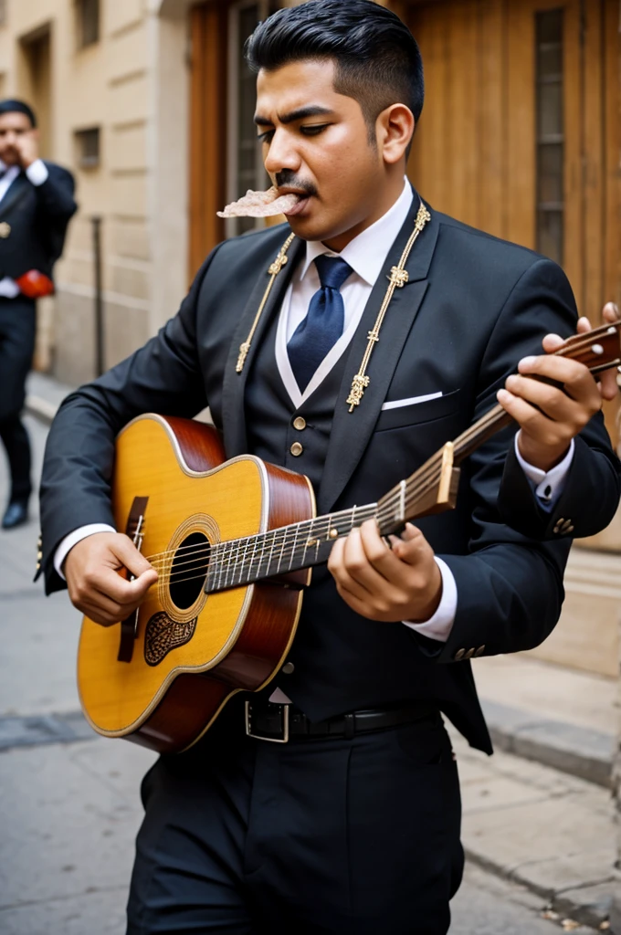 Mariachi eating a rat