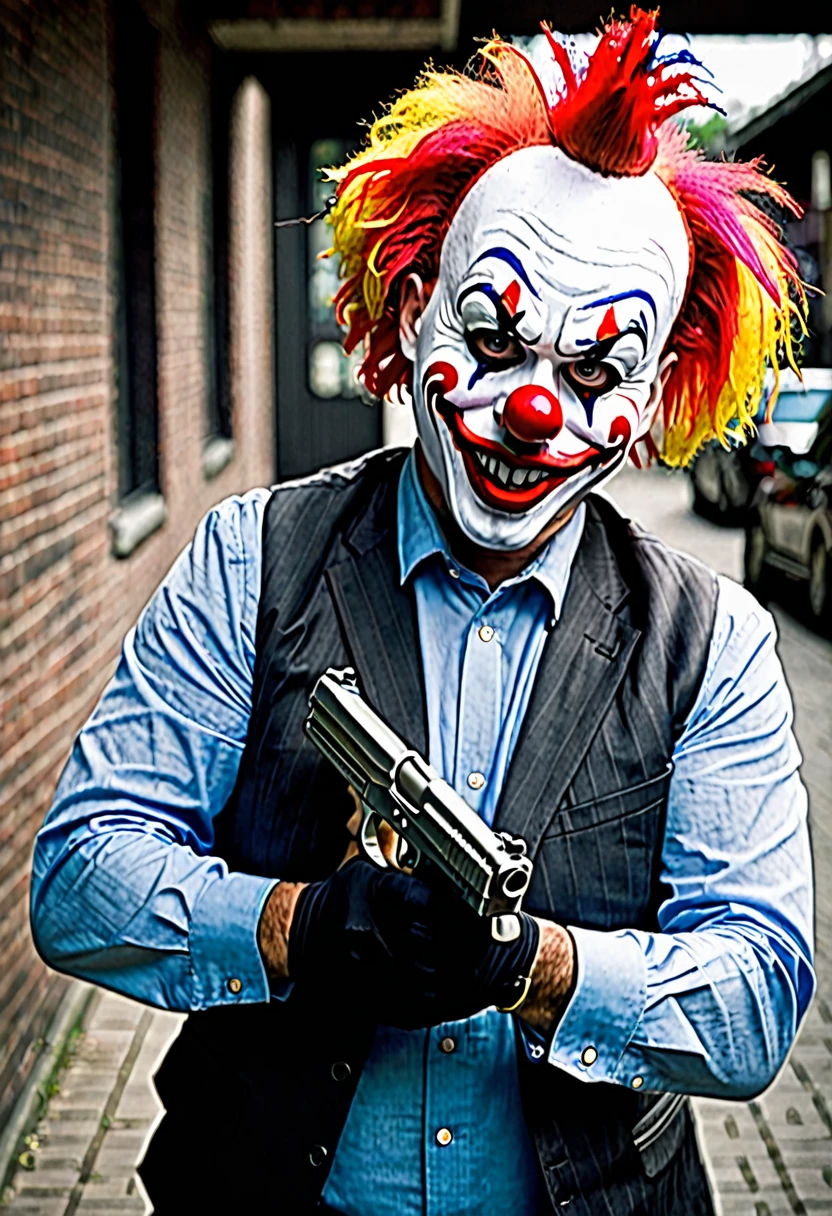 Man with clown mask who is armed with fear