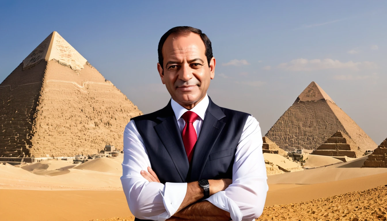 Could you make me a governor of Egypt in biblical times with the pyramids behind?