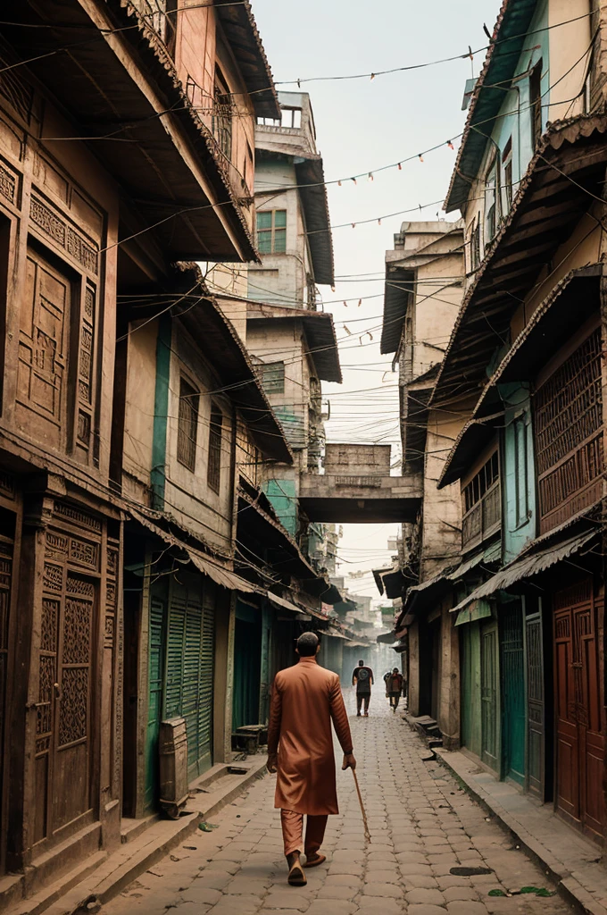 Prompt: "Create a 3D image featuring Bangladeshi man walking in a quaint Old Dhaka alley on eid, enjoying a morning cup of tea in eid day, animated with Disney Pixar's animation touch The man is wearing eid outfits. The location exudes the charm of Old Dhaka with it's narrow lanes and traditional architecture, creating a cosy atmosphere for a peaceful moment"