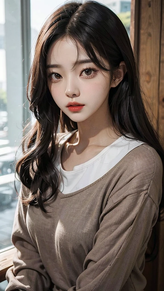 2. **박수진 (Park Soo-jin):**
- **Hair:** Black, straight, and short.
- **Eyes:** Almond-shaped, dark brown.
- **Visual Style:** Charismatic, with an intense expression suitable for rap.