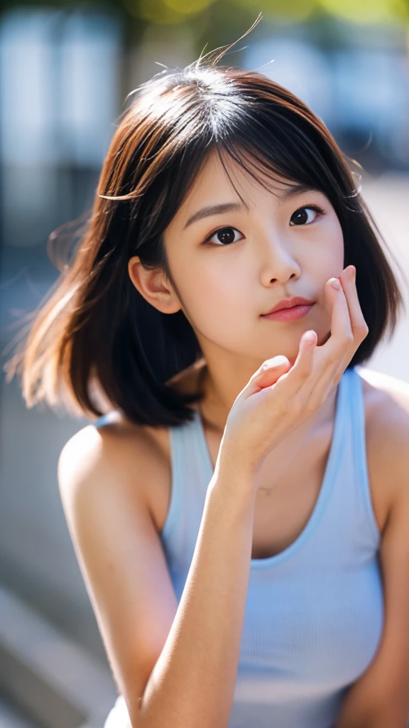 Asian girl blowing a kiss, 15 years