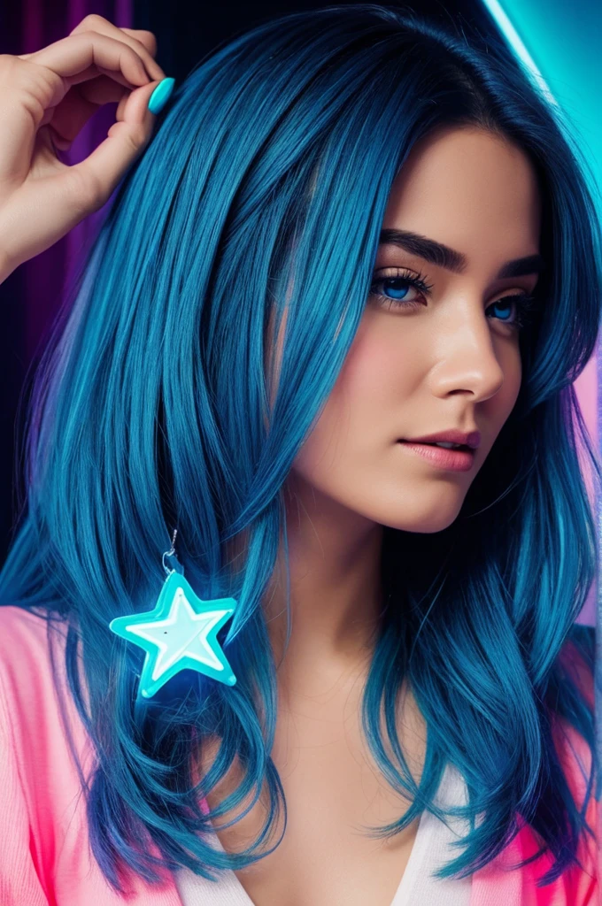  "image that says I am a star you are so fleeting in neon blue"