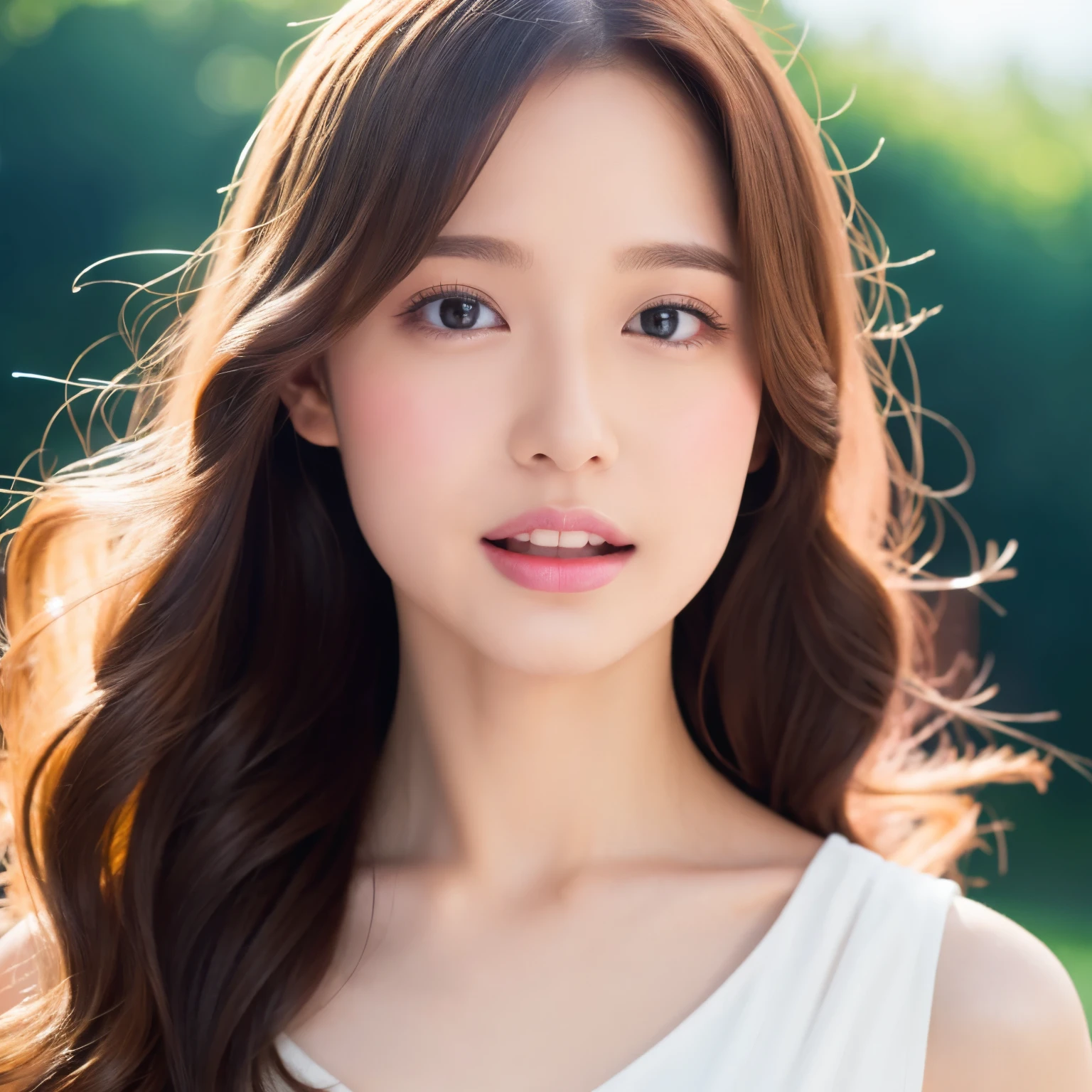 One girl walking in the city、mix、Full body image 、NSFW,Navel,Naked、s lips、Opening Mouth、Outstanding style、Slim body、medium udder、realisitic、a picture_\(Curly\)、solo、(masterpiece)、(Photorealsitic:1.3)、Ultra-detail、(high detal)The skin:1.2)、(top-quality:1.0)、(超A high resolution:1.0)、(Orchan-6500:0.3)、Wavy detailed hair、length hair、rays of sunshine、(Beautiful detailed makeup)、(sexual excitement、red blush、Rough breathing:1.0) )、(soft glow bloom:0.5)
