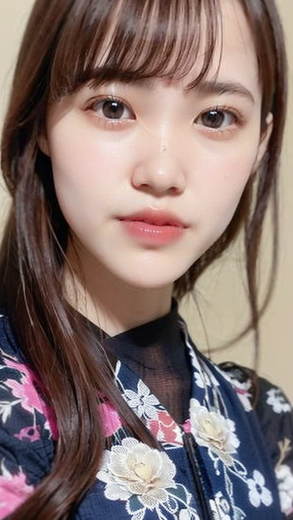 (((Ultra-high resolution、Close-up、Cute Japanese Woman)))、Long, straight black hair frames her face、So that every single hair is clearly visible、Depicts subtle color changes depending on the amount of light hitting the subject、The skin is white and smooth、Has a natural glow、Fine skin texture、Representing the fine details of pores、amountや頬に薄い赤みがある部分を詳細に、The eyes are almond-shaped and dark brown.、Fine details of the iris、Depicts color gradations and patterns、Long, natural-looking eyelashes, each and every one visible、Well-groomed eyebrows、indivual々The hair is clearly visible、Light reflects off into the eyes、Create small highlights、noseは繊細で、nose孔の細かいディテールがある、Lips are plump and naturally pink、Depicts the fine lines and soft curves of the lips、Shiny、Accentuate the shape、Detailed depiction of lip texture、Particular attention to the depiction of light and shadow、Soft natural light gently illuminates the face from the front、amount、nose、Creates a subtle glow on the cheeks、Shadows are cast softly along the contours of the face、cheekbone、Jaw Curve、noseの側面を強調、The gloss of her lips reflects the light faintly.、Emphasizes plump texture、The shadow of the hair adds depth and dimension.、indivual々The hair shines in the light、The background is simple and blurred.、Focus on the face、In the highest quality、Representing the utmost detail