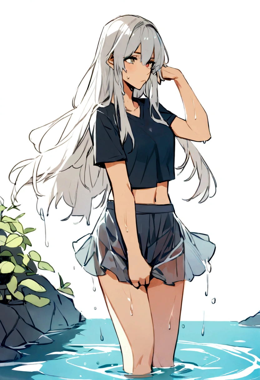 girl, by rubio, wet skirt