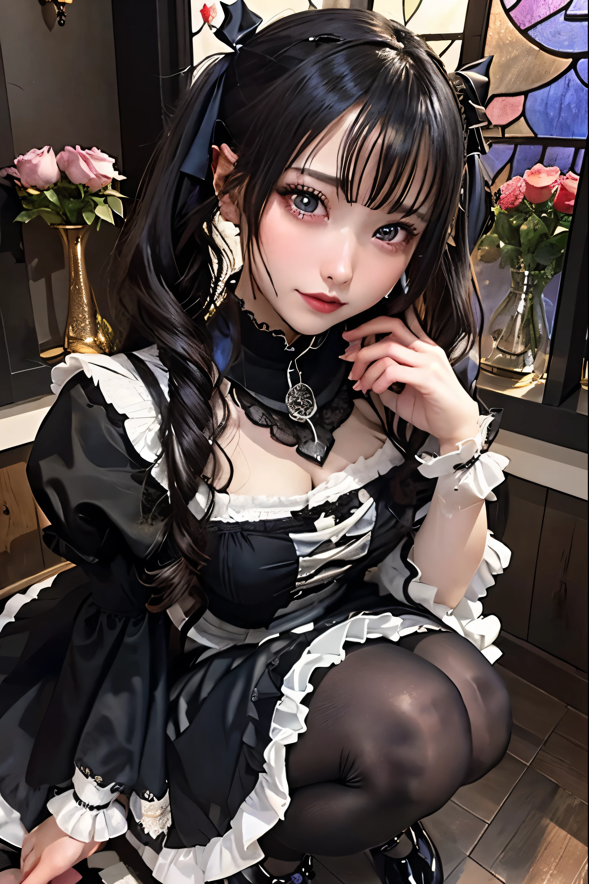 Hard Dark Gothic Makeup、Black dark eyeshadow、sad、Good skin radiance、Dark Gothicメイク、Dark smile、palace、The beauty of fragrance、24-years-old、Expression of intense sexual pleasure、Embarrassed look、Dark Gothic、Highest quality、Expression of sexual pleasure amid suffering、Drunk face、紫のMaid clotheysterious、Noble、The face of someone holding it in the toilet、sexy、Loving smile、Twin tail hair、Right blue eye, Left eye is red、Super tempting pose、Platform Heel Shoes、Heavy makeup、Gothic Lolita clothes、Silver Hair、Long Hair Straight Hair、Cute Gothic Lolita Dress、Beautiful Face、elegant features、Attractive face、Stained glass is the background、Chest glistening with sweat、The room is dark、goth long dress、Bell Sleeves、Wizard Sleeve、Decadent look、Sexually excited expression、Glossy thighs wet with water、Thighs that are wet and shiny with oil、Background of a room full of roses、sad expression、Rose Maiden、The embroidery is pink、The dress has pink embroidery.、Thigh-high socks、Knee-high socks、Gentle expression、Dark black eyeshadow、Stained glass and rose background、thighs are a little thin、Female Duo、Female couple、dark church background、Stained glass、Black metal world、Dark Castle、Dark Room、Slender body、gothic long dress、Victorian dress、Small breasts、Hold the wine in your right hand、Hold the lantern in your left hand、pantyhose、The bed is covered with roses、Lying in bed、Her thighs are shining with sweat、My body is wet and shiny、Lots of glitter on the thighs、sweating、My thighs are sticky from sweating、Sweat glistening on my thighs, The whole body is sweaty and shiny、I sweated a lot.、My thighs are sweaty、My thighs are wet、My thighs are shining with sweat、A lot of sweat glistening all over the body、Slender body、Put your head on the pillow、Sleeping on a bed、Beautiful legs、Sleep with your legs stretched、