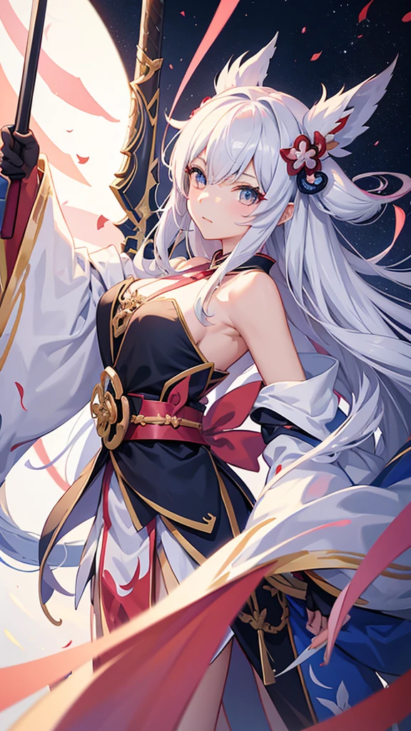 Anime girl with sword and pink costume, onmyoji portrait, The Detailed Art of the Onmyoji, onmyoji, From Arknights, Ayaka Genshin Impact, White-haired God, nyaruko-san, Keqing of Genshin Impact, by Shimo, Demon Slayer Louis Fan Art, artstation pixivでトレンド, Anime Style 4k