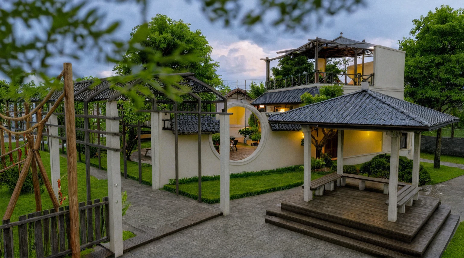Raw photo,Masterpiece, high quality, best quality, authentic, super detail,
exterior, outdoors, house style indochine on the street ,aiaigroup
road,pavement, grass, trees, sky, cloud, (day:1.1)