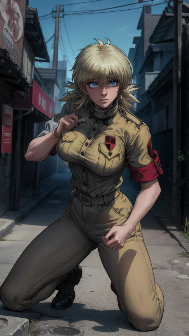 ((dynamic pose)) full shot full body (best quality,4k,8k,highres,masterpiece:1.2),ultra-detailed,, enormous tits ,extremely detailed girl,beautiful detailed eyes,beautiful detailed lips,longeyelashes,leather jacket and pants,angry expression,dynamic pose ,black and white photography,low-key lighting,dark and gritty,urban setting,fierce attitude,action-packed scene,Vivid colors,intense shadows,sharp focus, seras, seras victoria,