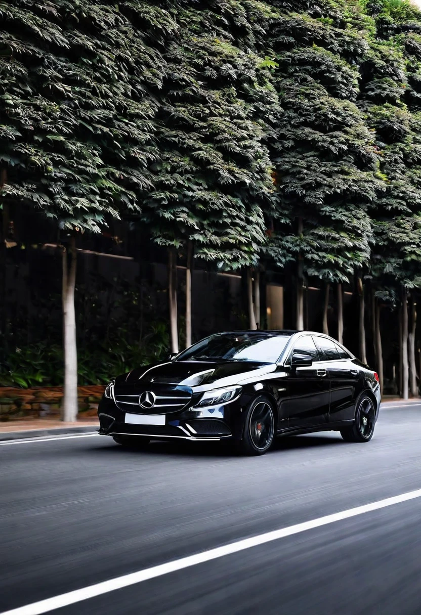 A stylish black car in Road