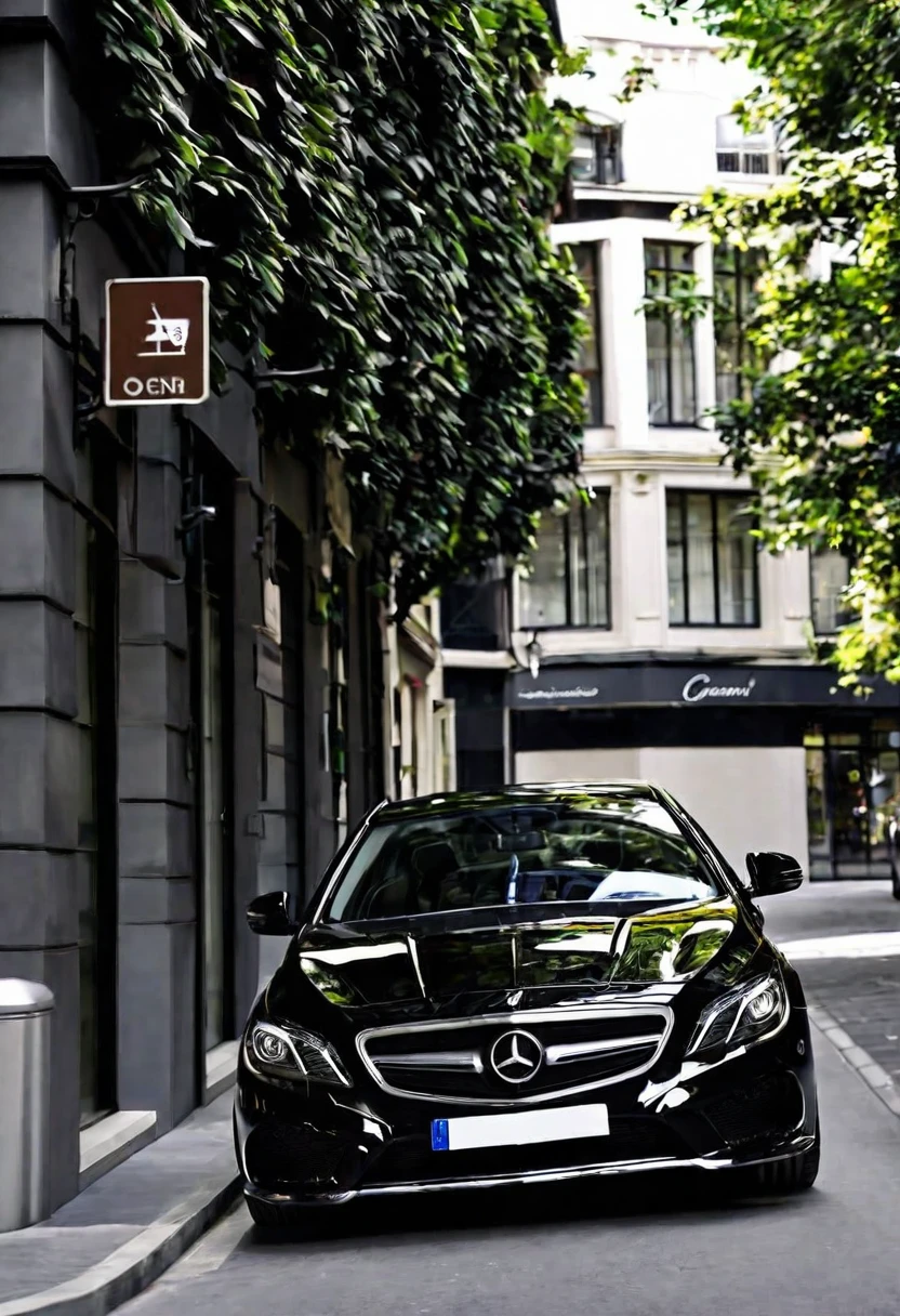 A stylish black car in Road