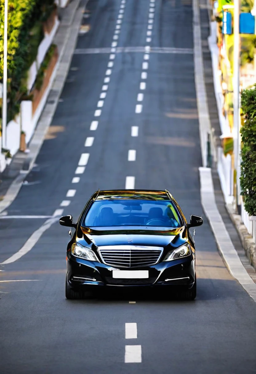 A stylish black car in Road