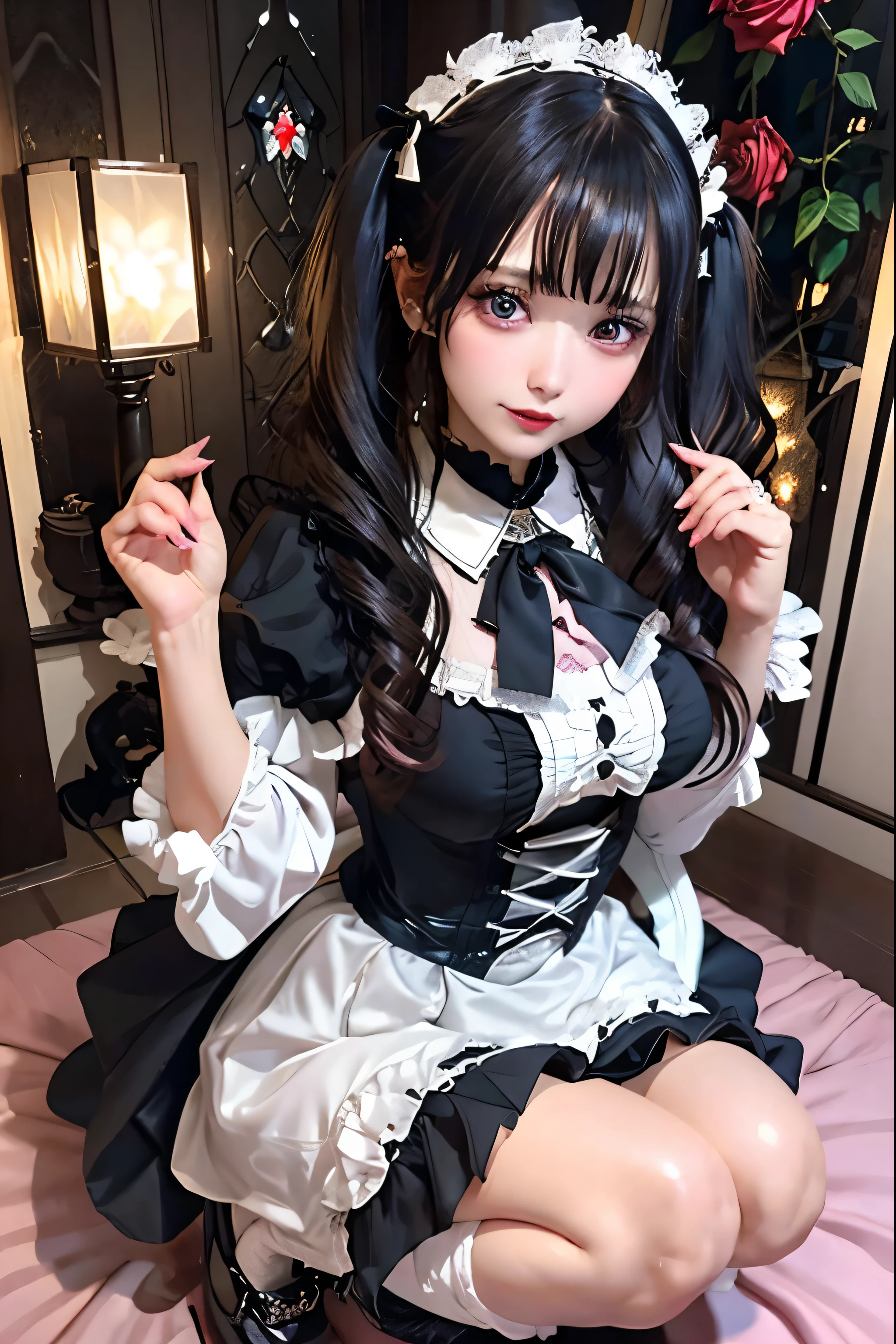 Hard Dark Gothic Makeup、Black dark eyeshadow、sad、Good skin radiance、Dark Gothicメイク、Dark smile、palace、The beauty of fragrance、24-years-old、Expression of intense sexual pleasure、Embarrassed look、Dark Gothic、Highest quality、Expression of sexual pleasure amid suffering、Drunk face、紫のMaid clothes、Mysterious、Noble、The face of someone holding it in the toilet、sexy、Loving smile、Twin tail hair、Right blue eye, Left eye is red、Super tempting pose、Platform Heel Shoes、Heavy makeup、Gothic ta clothes、Silver Hair、Long Hair Straight Hair、Cute Gothic Loliress、Beautiful Face、elegant features、Attractive face、Stained glass is the background、Chest glistening with sweat、The room is dark、goth long dress、Bell Sleeves、Wizard Sleeve、Decadent look、Sexually excited expression、Glossy thighs wet with water、Thighs that are wet and shiny with oil、Background of a room full of roses、sad expression、Rose Maiden、The embroidery is pink、The dress has pink embroidery.、Thigh-high socks、Knee-high socks、Gentle expression、Dark black eyeshadow、Stained glass and rose background、thighs are a little thin、Female Duo、Female couple、dark church background、Stained glass、Black metal world、Dark Castle、Dark Room、Slender body、gothic long dress、Victorian dress、Small breasts、Hold the wine in your right hand、Hold the lantern in your left hand、pantyhose、The bed is covered with roses、Lying in bed、Her thighs are shining with sweat、My body is wet and shiny、Lots of glitter on the thighs、sweating、My thighs are sticky from sweating、Sweat glistening on my thighs, The whole body is sweaty and shiny、I sweated a lot.、My thighs are sweaty、My thighs are wet、My thighs are shining with sweat、A lot of sweat glistening all over the body、Slender body、Put your head on the pillow、Sleeping on a bed、Beautiful legs、Sleep with your legs stretched、