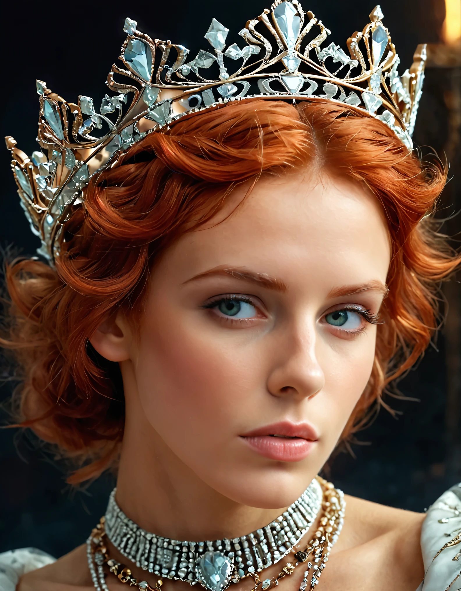 red-haired woman (Wearing a crown), (Octane number, Houdini, visual effects, render, detailed, 4K ),   от Samdoesarts,