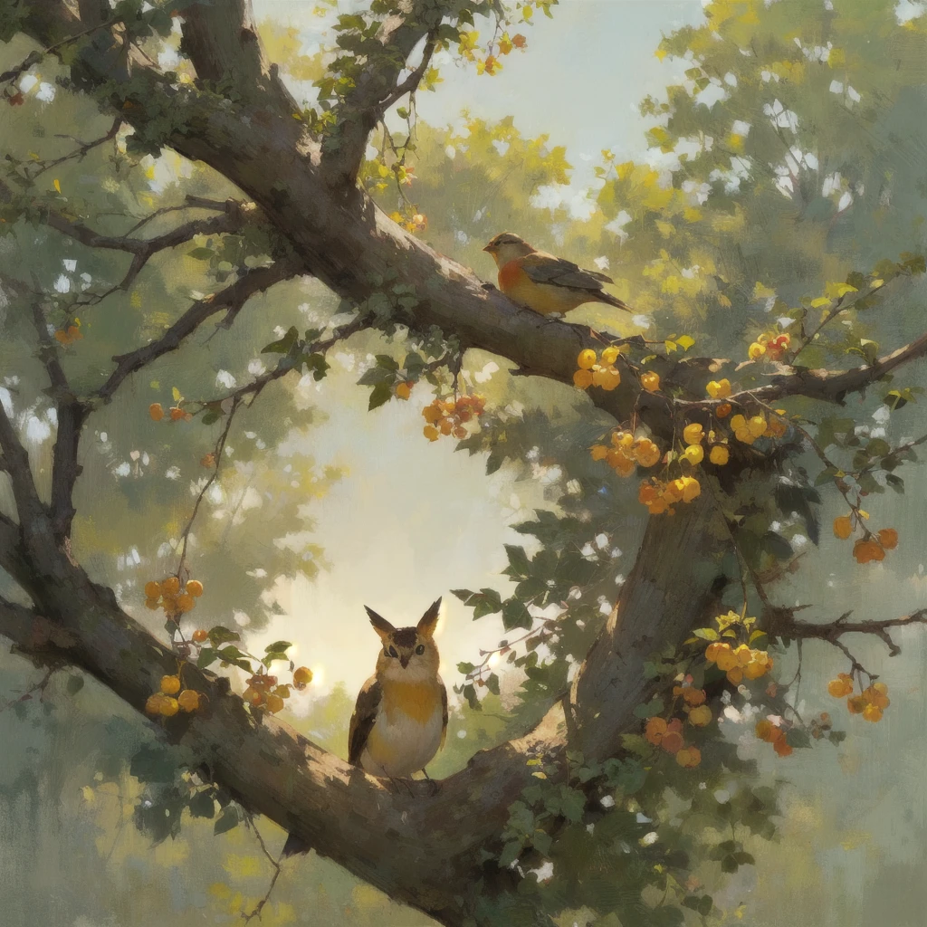 realistic, (best quality, masterpiece:1.3),Finch, branch,still_life, nature light,