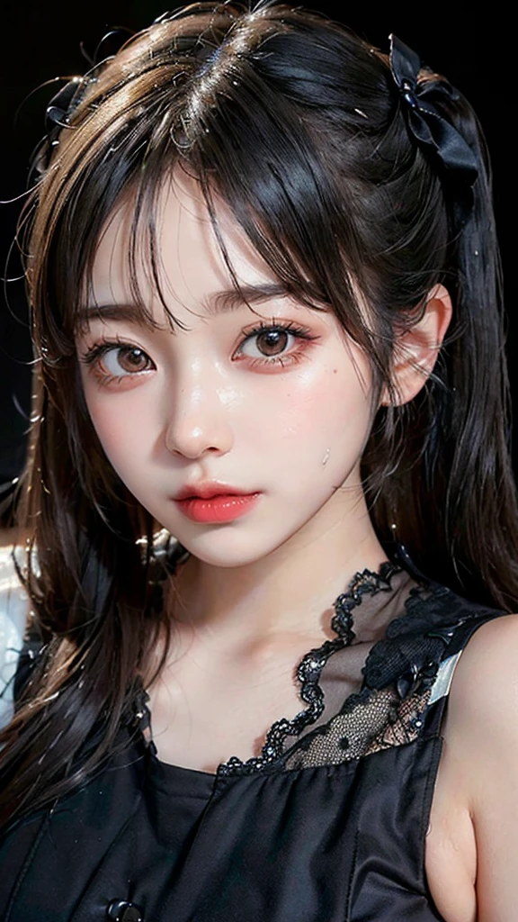 (Highest quality, masterpiece:1.3), ((Beautifully detailed face)), beautifully detailed skin, Intricate details, Very detailed, Best image quality in 8K, (18-year-old girl),Japanese Girls,Baby Face,(Detailed Hair,Twin tails:1.4,Black Hair),Detailed lips,Open your mouth,(bed),blush,Embarrassing,Realistic Face,Realistic Skin,(sexy:2.0,Clothes are disheveled),(Vibrant Skin,Moisturized Skin:1.2),Vivid lips,Lip gloss
