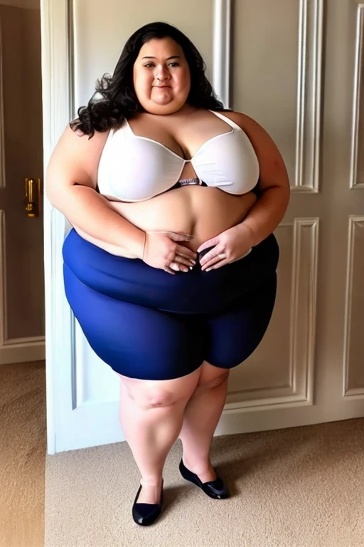 belly protrudes a lot, Extremely obese woman, romantic, fond, 8K, realistic, belly fat, very thick waist, I got a lot of belly, narrow pelvis, bulging belly, A woman I want to cherish, a woman I respect, Weigh a lot, severe abdominal obesity