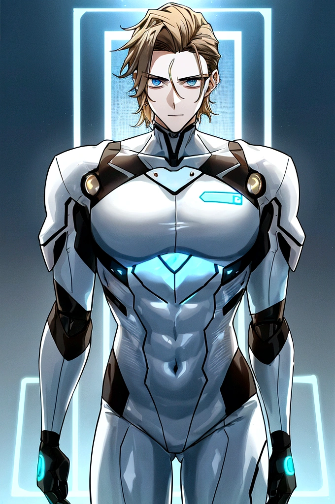 a close up of a man in a futuristic suit standing in front of a mirror, covered in full silver armor, sliver ice color reflected armor, highly detailed exquisite fanart, skintight silver armor, shiny white skin, holographic suit, silver armor, with sleek silver armor, male android, sleek silver armor, cyber suit, cyborg male, glistening body