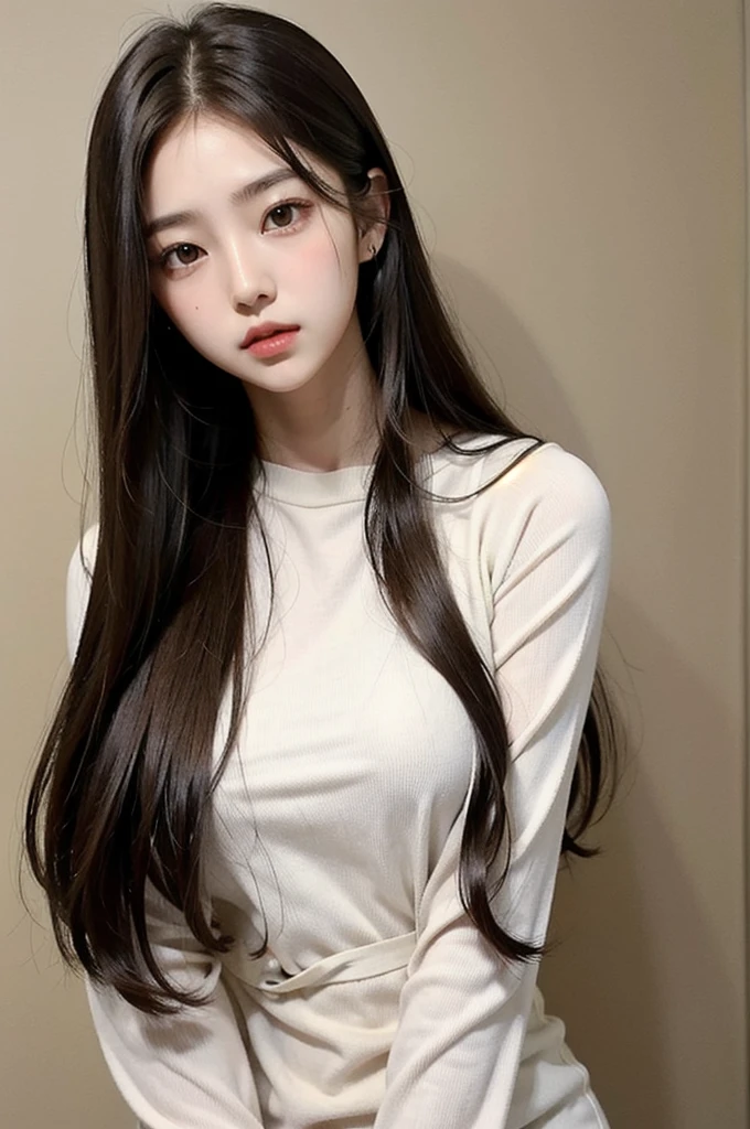 Girl corean
- **Hair:** Dark brown, straight, and long.
- **Eyes:** Round and expressive, brown in color.
- **Visual Style:** Sweet, with a warm gaze that complements her soft voice.