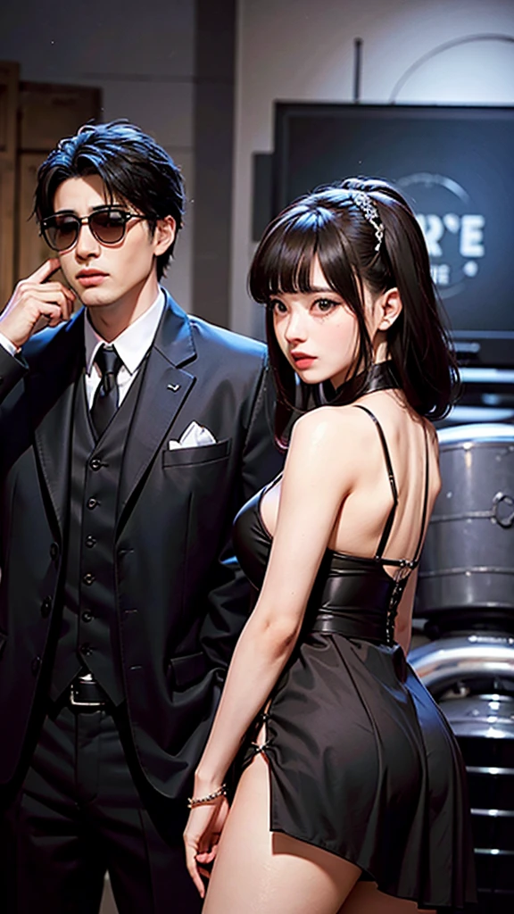 Mafia boss with a girl .