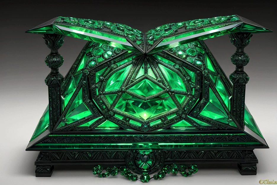 detailed highly detailed hyperrealistic beautiful emerald green crystal stone tablets, ancient mysterious glowing esoteric occult secrets, the Atlantean Thoth, intricate complex geometric patterns, vibrant luminous divine lighting, chiaroscuro dramatic lighting, baroque ornate decorative elements, moody atmospheric dramatic lighting, masterpiece, 8k, ultra-detailed, photorealistic, professional, high quality