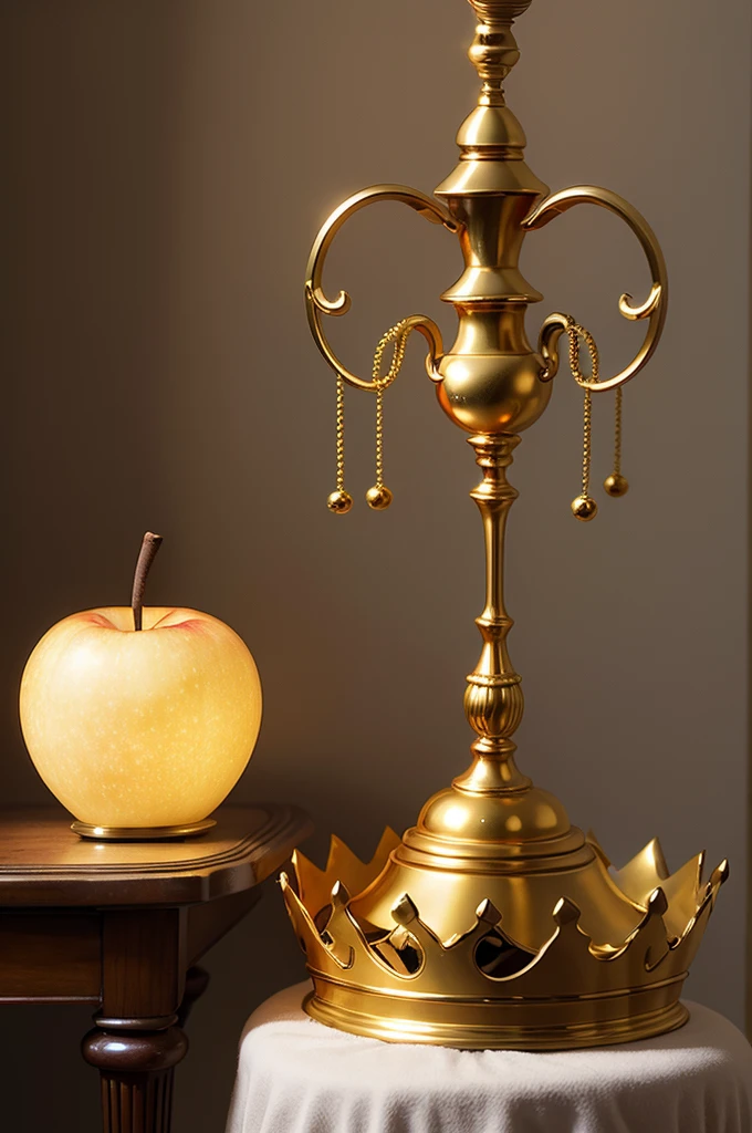 Lamp with golden apple in the middle and crown