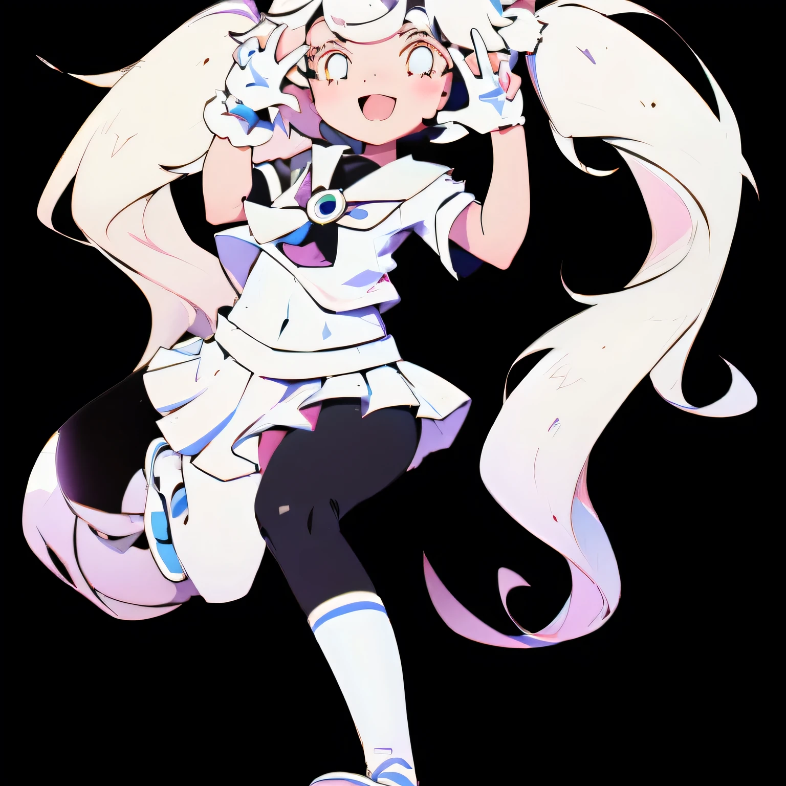 A painting of a long-haired girl holding a cat, clean Line Art, Clear anime silhouette, perfect Line Art, simple Line Art, thick Line Art, Line Art, thick black Line Art, Line Art!!, bold Line Art, , outLine Drawing, posture(Raise your arms + Happy), Line Drawing!!, pudica posture gesture