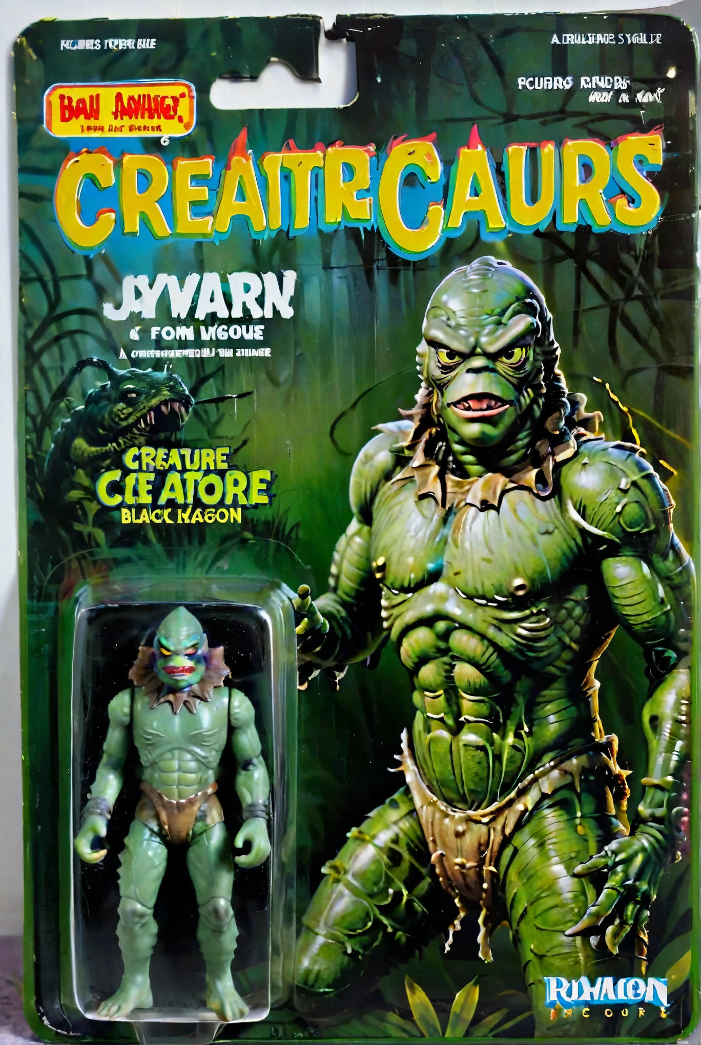 a toy figure of swamp ceature from a horror movie with the title "Creature from the Black Lagoon"