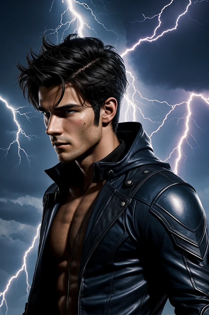 Create a character with these characteristics:
Real name: Ethan Blackwood
Alias: Spectra Shade
Edad: 16 years Height: 1.70 meters Build: Thin and athletic hair: Black and messy eyes: of a deep blue, that glow purple when he uses his powers Distinctive Features: A lightning bolt-shaped scar on his left cheek, memory of the accident that changed his life. Drawing appearance