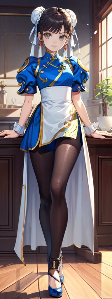 chun-li,((masterpiece)), ((best quality)), ((ultra detailed)), ((kawaii)), cute, (lovely), ((extremely detailed)), ((8K)), (beautiful),flat breast, tiny breast,full body