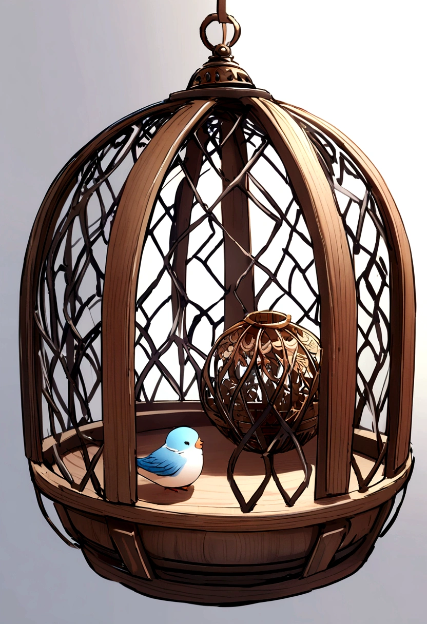 small bird cage made of wood