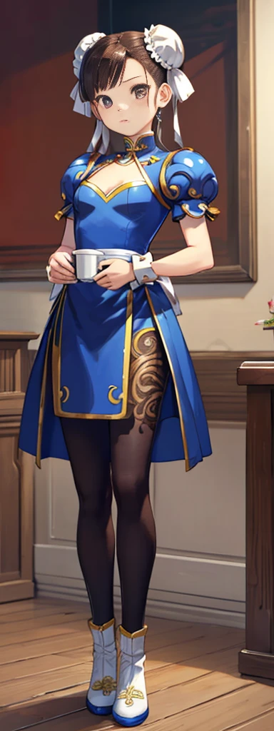 chun-li,((masterpiece)), ((best quality)), ((ultra detailed)), ((kawaii)), cute, (lovely), ((extremely detailed)), ((8K)), (beautiful),flat breast, tiny breast,full body