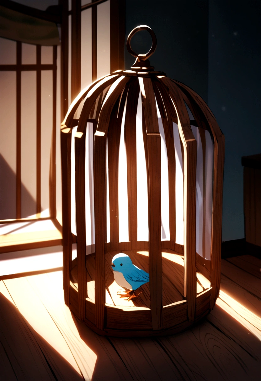 small bird cage made of wood make it look handmade and not perfect