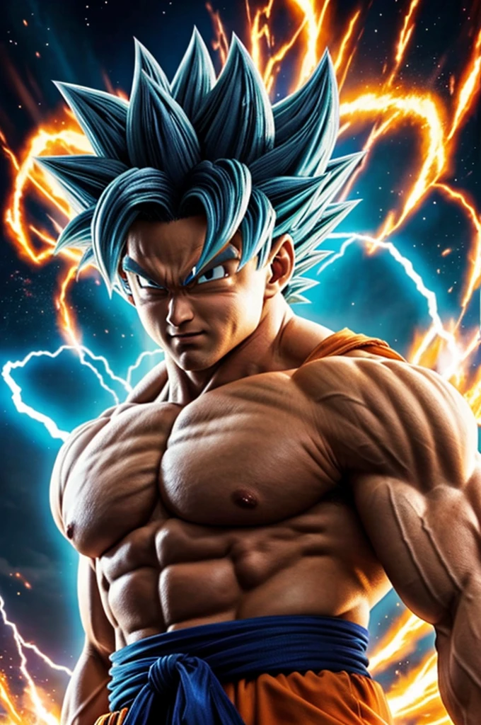 a close-up of a person with a very large body and a very large body, ultra instinct, an epic anime of a man of energy, manga wallpaper 4k, super saiyan blue, Anime Wallaper, 4k anime wallpaper, 4k anime wallpaper, 4k anime wallpaper, dragon ball character, Very detailed portrait of Goku, human goku, Super Saiyan Goku