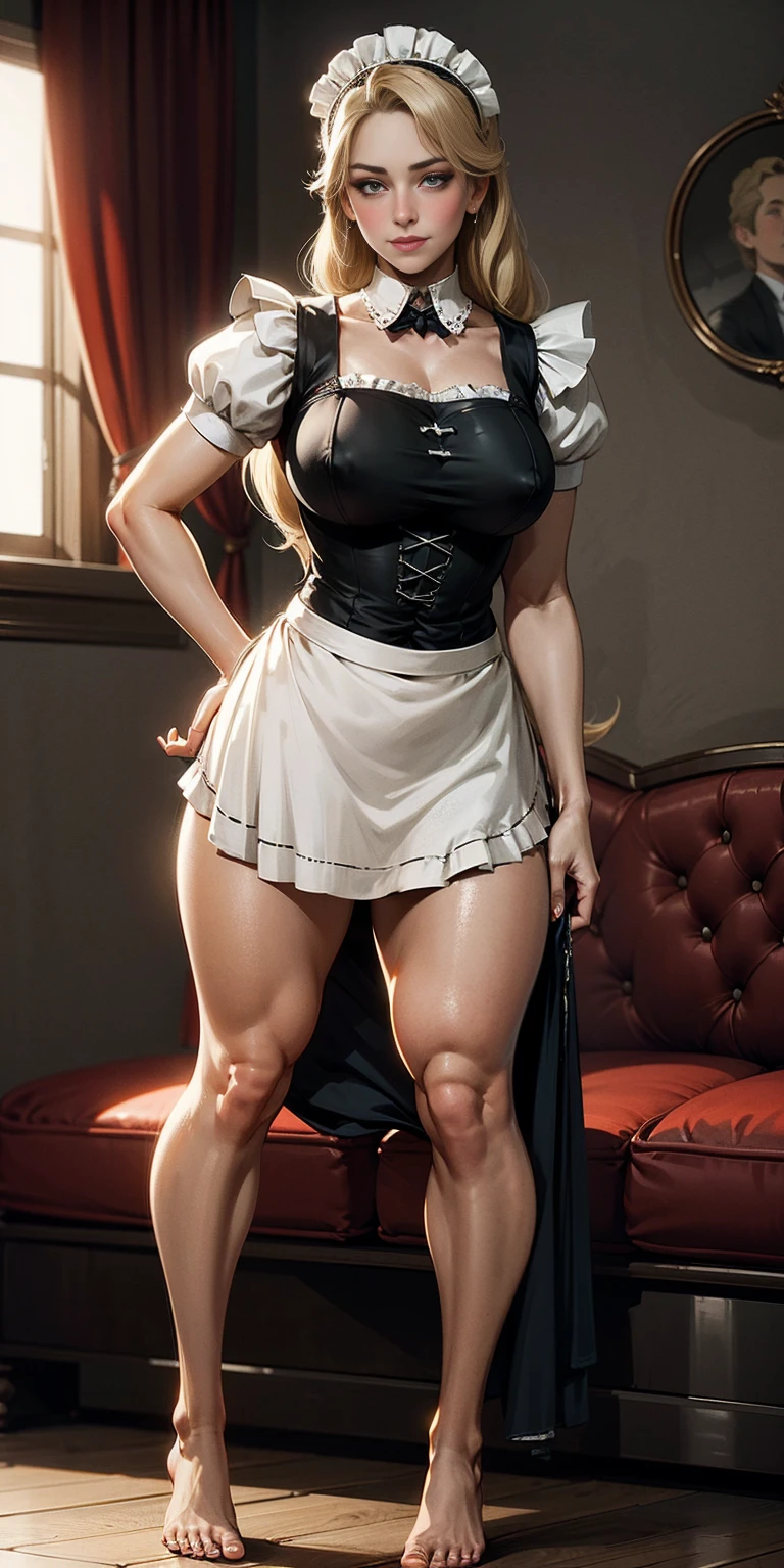 1sologirl, cute ((short black hair girl and long blonde hair girl))
Maid victorian, maid apron, straight face, dazed
Body position: Standing, straight, symmetrical, barefoot
Lustful smile on face with red blush