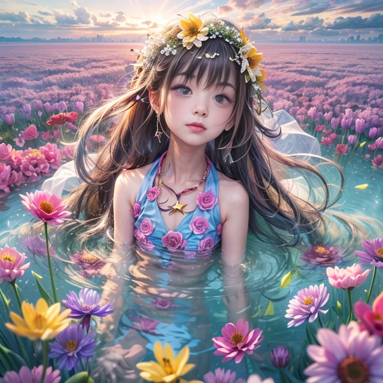 Crimson in Pearly RainbowColors,ExtremelyDetailed(ProfessionalPhoto of Girl Floating in the Sky:1.37)ZoomLayer{Stunning|Mystic|GodRays|Haze}, 280th floor infinity pool,The tallest building in the urban forest, {Around bonsai|Luo Han Song|coconut palms|tulips|Rose flower}, (Masterpiece 8K TopQuality:1.2), (ExtremelyDetailed NOGIZAKA face and Eyes:1.37)ElaboratePupils with (SparklingHighlights:1.28) DoubleEyelids with Voluminous LongEyelashes RosyCheeks (Joyful Expressions LifeLike Rendering) BREAK Detailed impeccable Radiant PearlSkin with Transparency, Skinny(SchoolSwimwear) {(HiddenHand)|((Corrected BabyLikeHand))} (Whole Body Proportions and all limbs are Anatomically Accurate), (FlowerWreath WrappedBody Flowers Covering girl's body Full of Flowers){Dazzling RainbowColorHorizon|ColorfulSky|ColorfulClouds|Starly Stars}(extra limbs:-1.4)