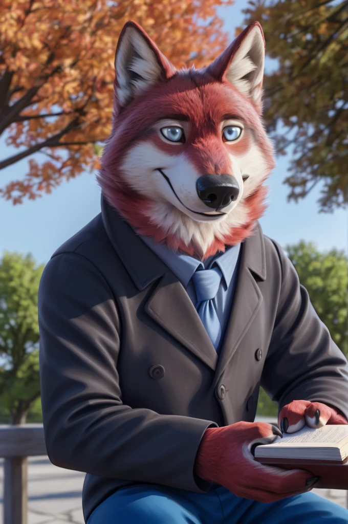 Ivan Wolfbach (Moscow),high,Beautiful,slim,24 years,wolf, red fur,high Beautiful wolf, 24 years,(red body:1.3),beautiful blue eyes,Moscow россия, shirt tie, trousers,canine, wolf, detailed fur, male, antro, paw pads, finger claws, at viewer, 5 fingers, paws, 5 fingers,day,digital photography, soft focus,good mood,photorealism, realistic, photorealistic,digital style,sitting close to home, writes a book, Poet, Very close to the camera, digital photography, smile positive, good,mood,,close to the camera, дома квартире writes a book,
masterpiece, Best quality, ultra realistic, 8 k)