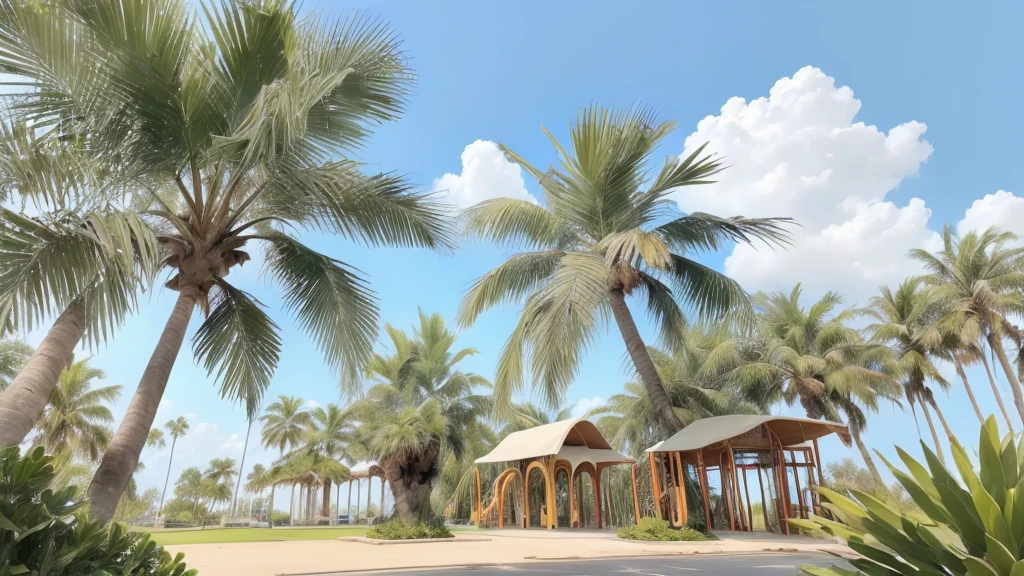there are two Palm tree in the park with a playground in the background, tree palm in background, Palm tree in the background, date Palm tree, the palm come from the ground, Palm tree, dried Palm tree, ナツメPalm tree, palmの線, Palm tree, Cabbage tree, blessing palm, palm, Unusual trees々, tropical palm, Palm tree, Tropical Trees