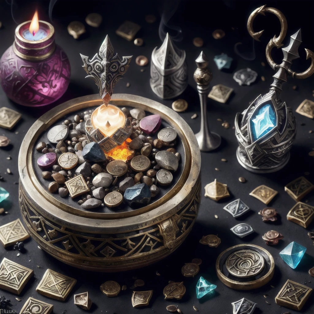 isolated object, metals, Silver, turibulo, incense, smoke, item art, 8k hd wallpaper jpeg artifact, hd 8k wallpaper jpeg artifact, overturned chalice, hearthstone weapon art, painted in the style arcane, Original Heartstone art style, object conceptual art, game object icon, game icone, RPG icons, isolated object, 1 artifact, magical artifact, Magic Weapon, turibulo