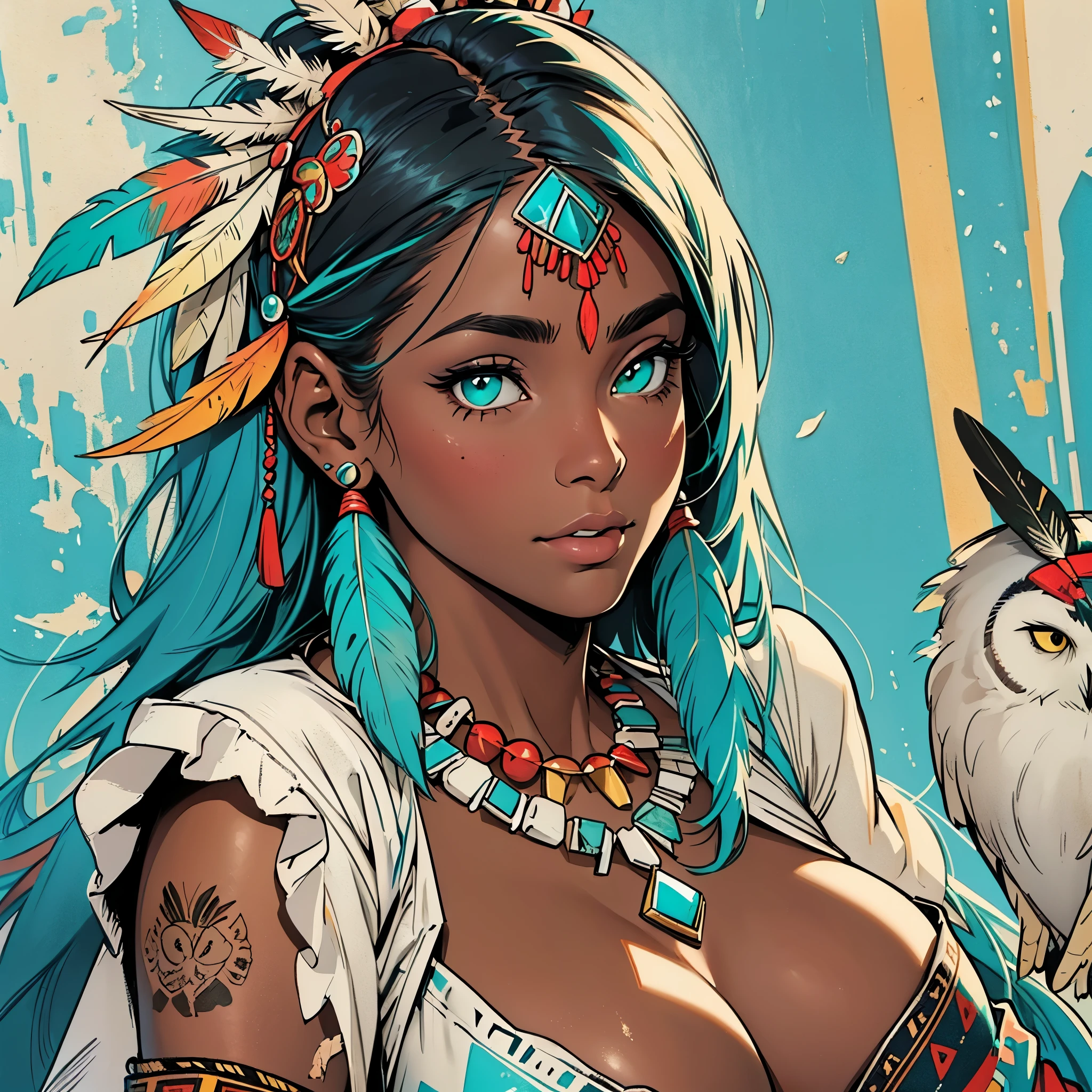 (La mejor calidad,A high resolution,Ultra - detallado,actual),Ariana Grande es una American native Indian, plumas en la cabeza ,(Native American:1.4), (dark ebony skin:1.4) ,(vestimenta yellow+white native American :1.4), feather,hair ornaments,jewelry,necklace,Tribal,Head ornament,Bracelet,Face Paint,Braiding,bracelet, Wow_fast_no_Freezing_style, One girl in full growth,(Fondo Los pastizales y matorrales :1.4), (Fondo de ruinas de mazmorra en ruinas selva pradera :1.4 ), Epic Fantasy Art Style HD, 4K fantasy art, epic fantasy digital art style, epic fantasy art style, Fantasy Woman, epic fantasy art portrait, Epic fantasy style, hyperrealistic fantasy art, hd fantasy art, Epic fantasy character art, epic fantasy art, in style of dark fantasy art, epic fantasy digital art, (pose vaquero), (anatomía perfecta :1.4),( fondo bosque árboles grandes pradera :1.4),( estilo encaje lingerie white :1.4), (face detailed America native :1.4), (native American :V2.1),( pose vaquero), (fondo árboles grandes atoño :1.4), (dark ebony skin:1.4), (ojos hermosos detailed :1.4), (tiene plumas white grandes de águila vestuario :1.4) 