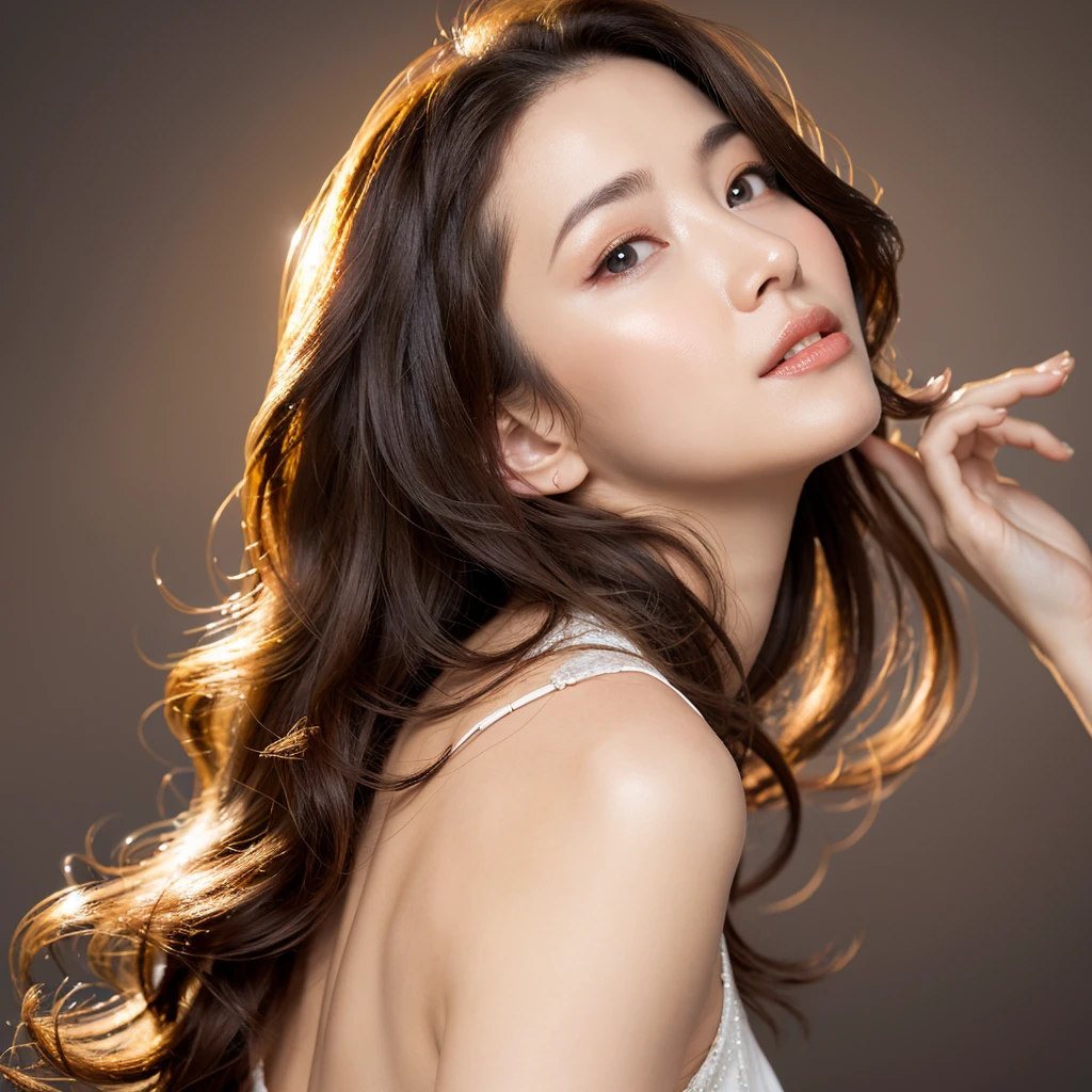 Beautiful mature woman with wavy long hair, she is alluring, Ultra-high resolution,(Realistic:1.4), ((Highest quality)), ((masterpiece)), (be familiar with),